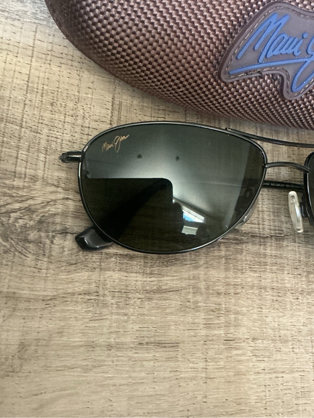 Maui Jim Black Aviator Sunglasses with Brown Case 56mm - Picture 4 of 11